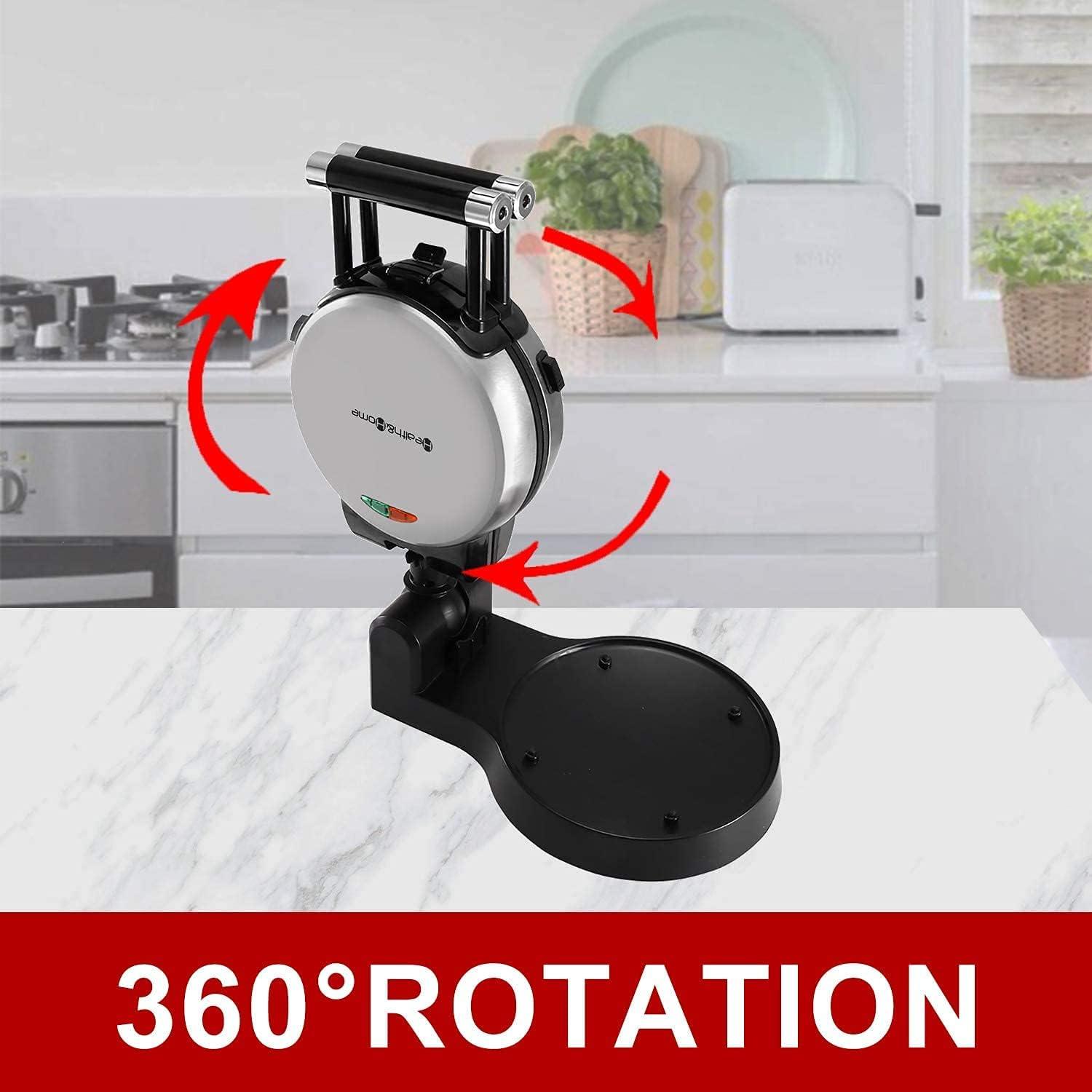 360 Rotating Stainless Steel Belgian Waffle and Omelet Maker