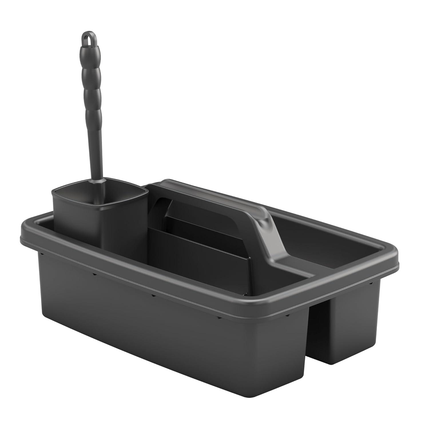 Black Polypropylene Cleaning Caddy with Toilet Brush Holder