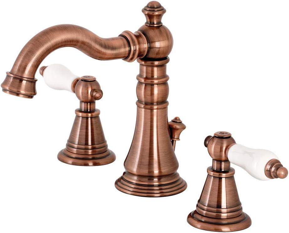 Kingston Brass English Classic Two-Handle 3-Hole Deck Mount Widespread Bathroom Faucet with Pop-Up Drain