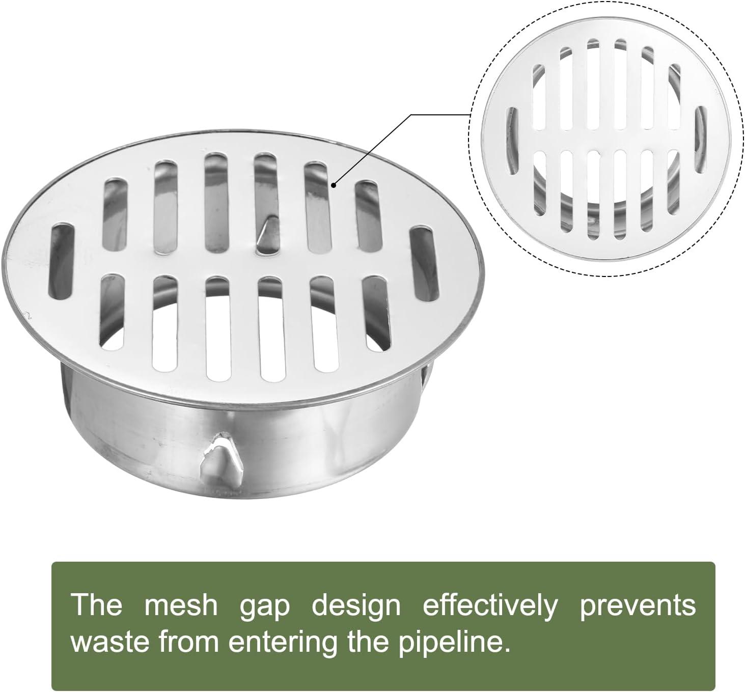 Uxcell Floor Drain Cover,, 4.8 Inch Stainless Steel Anti Block Drain Cover for Outdoor Bathroom Kitchen, 98 Flat Mouth