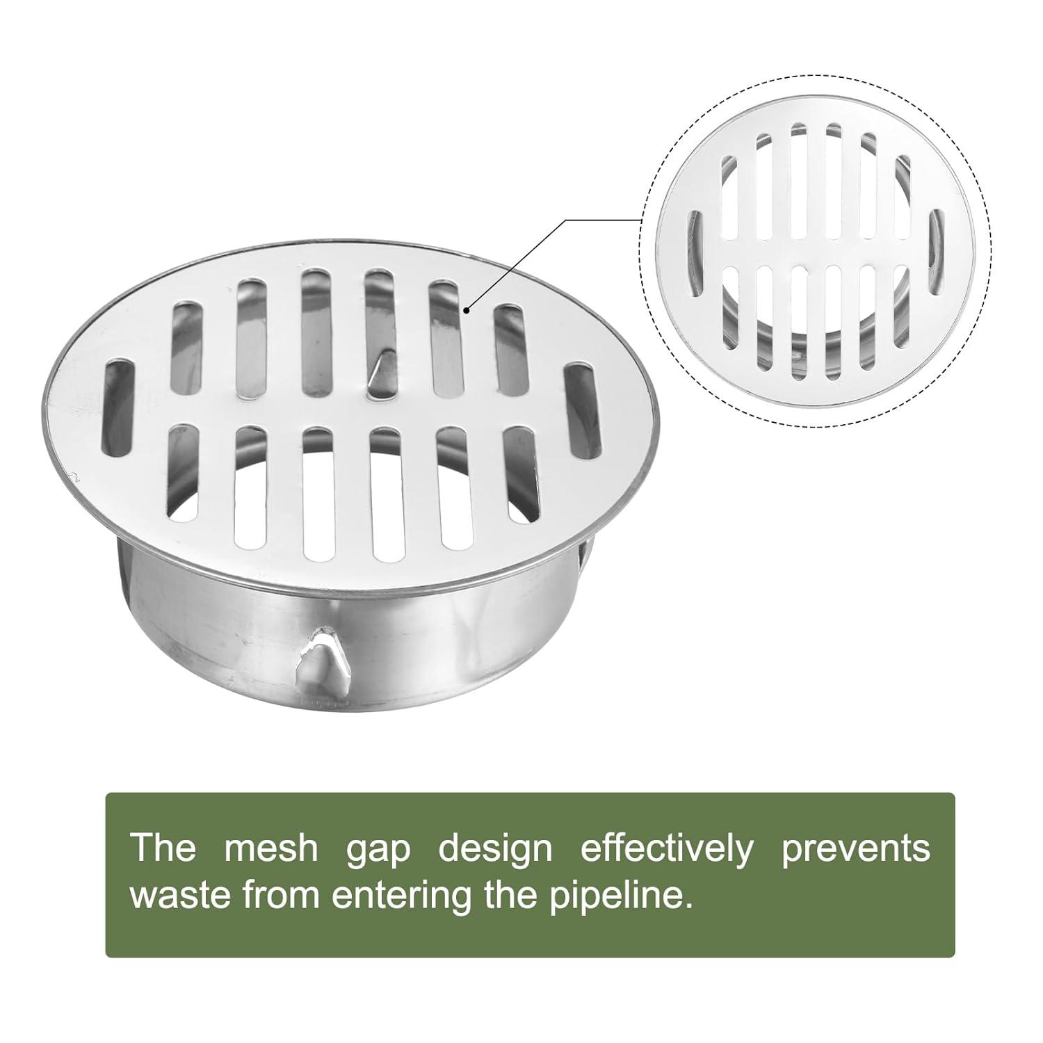 Uxcell Floor Drain Cover,, 4.8 Inch Stainless Steel Anti Block Drain Cover for Outdoor Bathroom Kitchen, 98 Flat Mouth