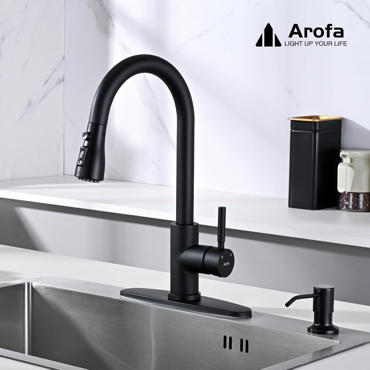 Black Kitchen Faucets With Soap Dispenser, Kitchen Faucet With Pull Down Sprayer