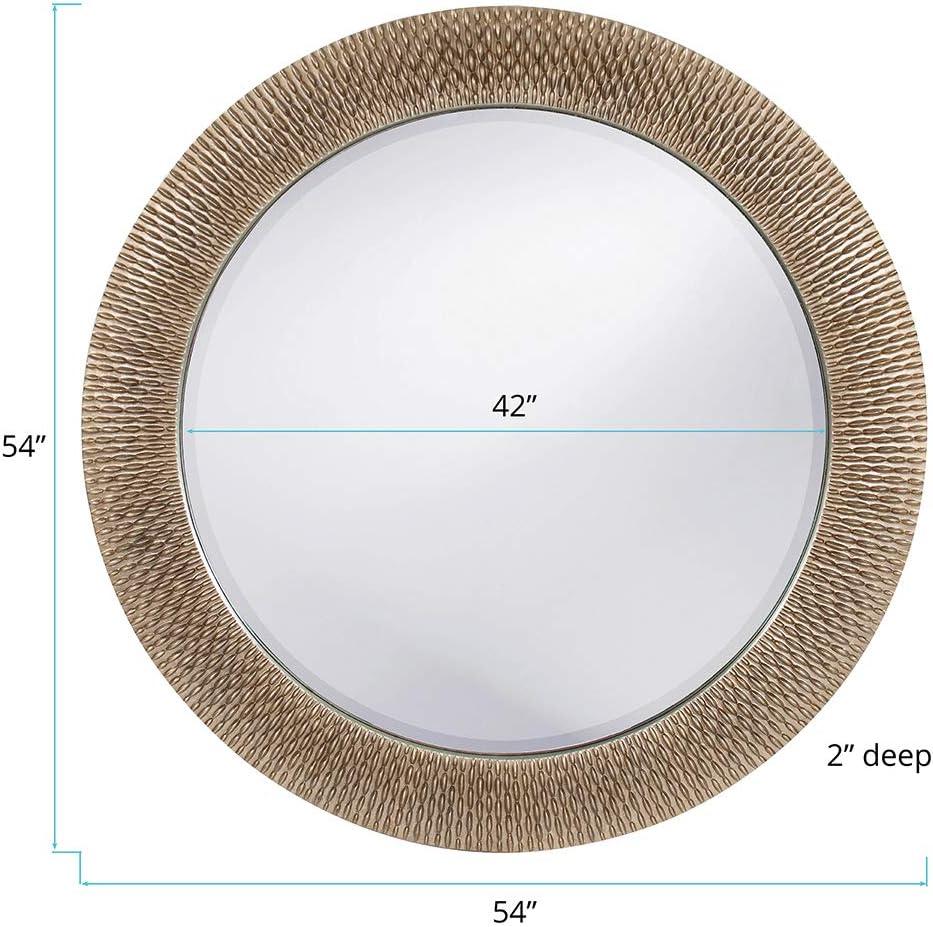 Oversized Round Silver and Gold Textured Wall Mirror