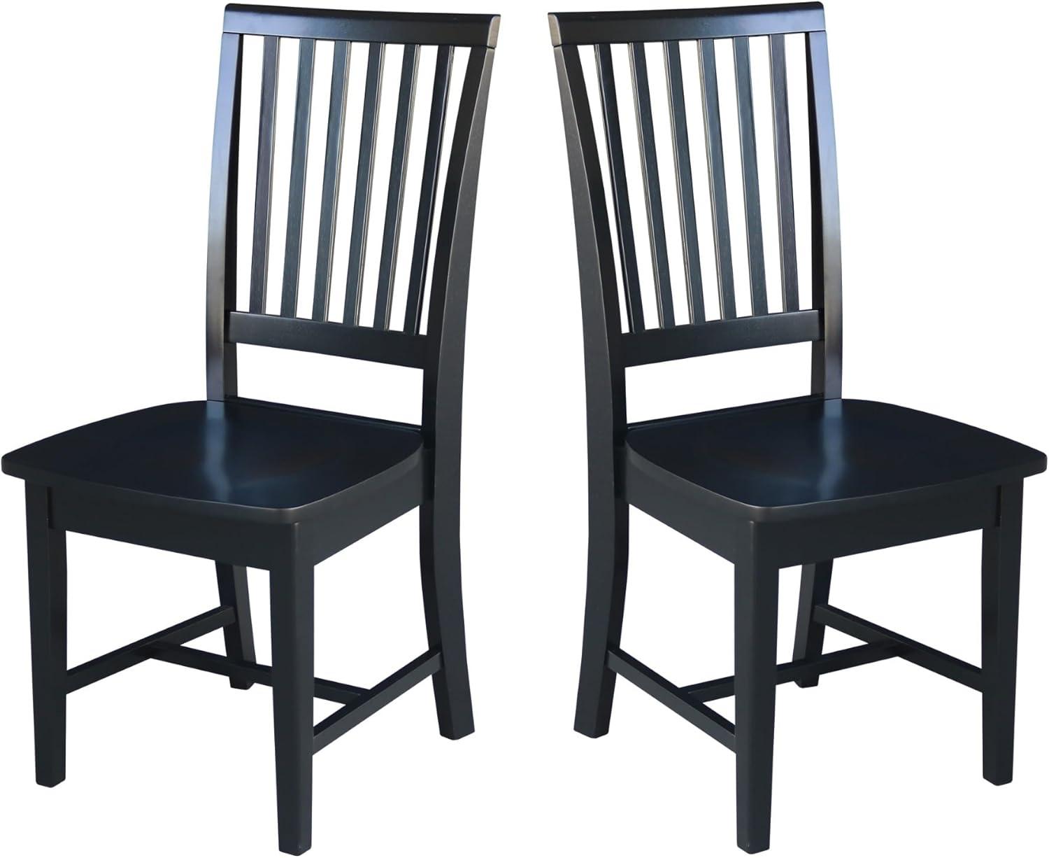 Set of 2 Mission Side Chair Black - International Concepts: Solid Wood, Slat Back, Armless