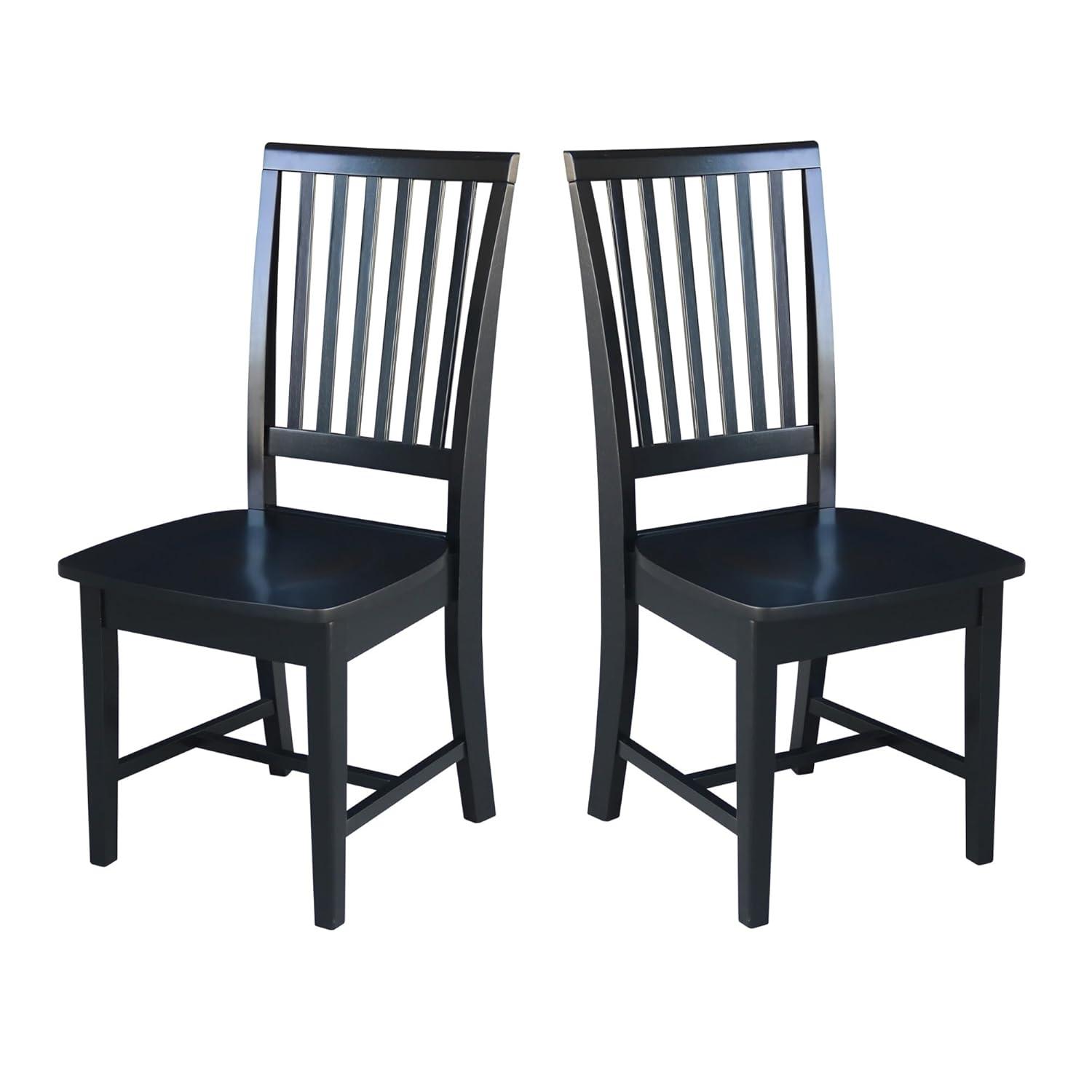 Set of 2 Mission Side Chair Black - International Concepts: Solid Wood, Slat Back, Armless