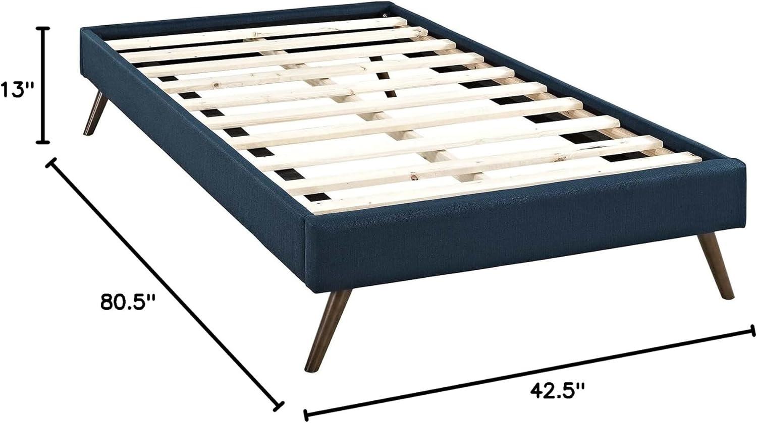 Azure Twin Upholstered Wood Frame Platform Bed with Slats