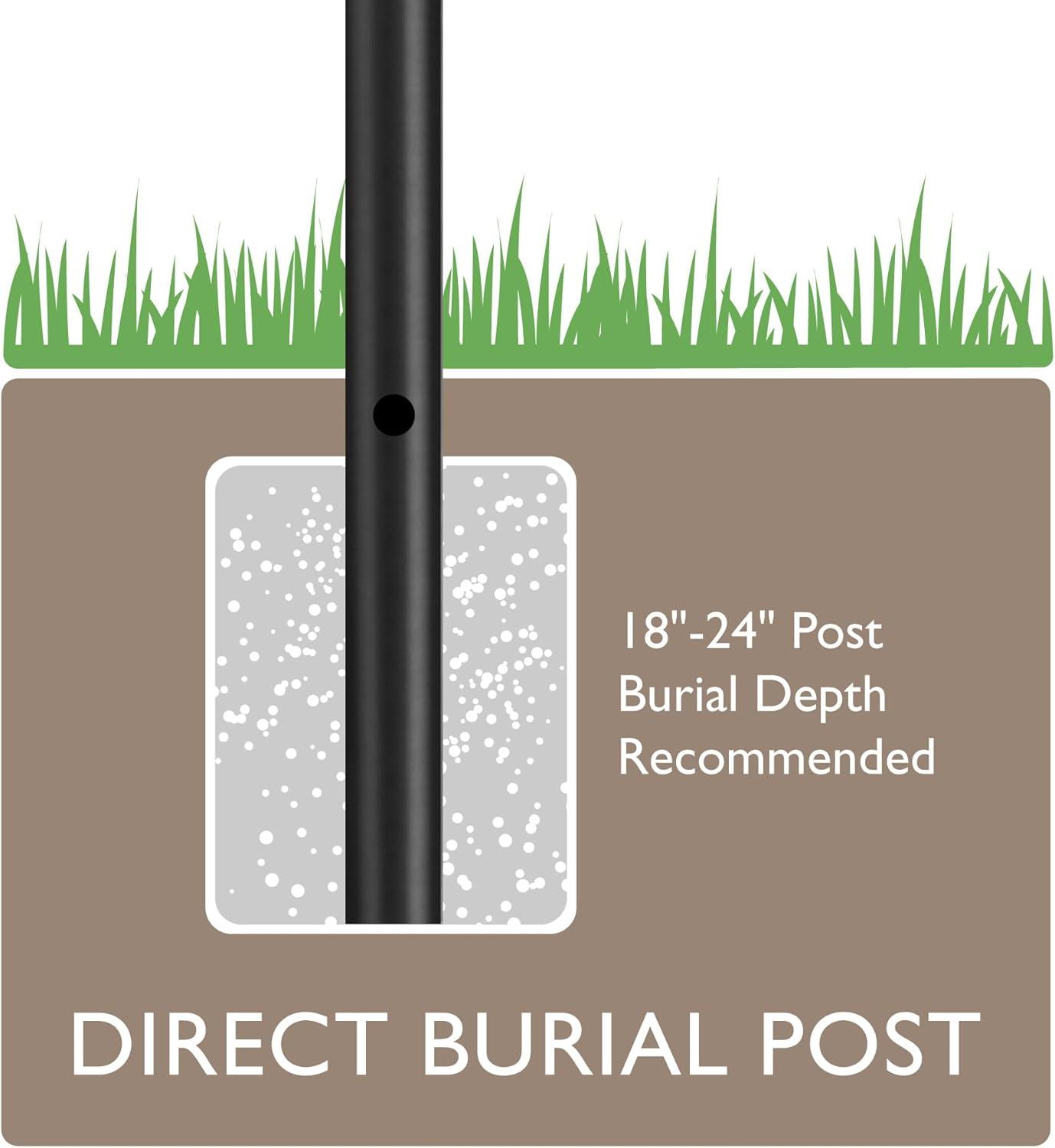 Design House,589812 Poste de Lámpara Tradicional para Exteriores con Brazo Cruzado de Plástico, Instalación de Enterramiento Directo, Toma de Corriente Incorporada y Sensor Fotocular Del Anochecer Al Amanecer en Negro