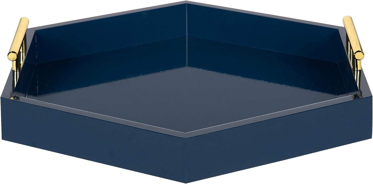 Kate and Laurel Lipton Tray, 18x18, Navy Blue and Gold