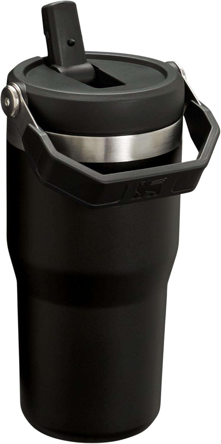 Stanley 20 oz Stainless Steel Ice Flow Flip Straw Tumbler Black 2.0: Dishwasher-Safe Drinkware for Hot & Cold Beverages