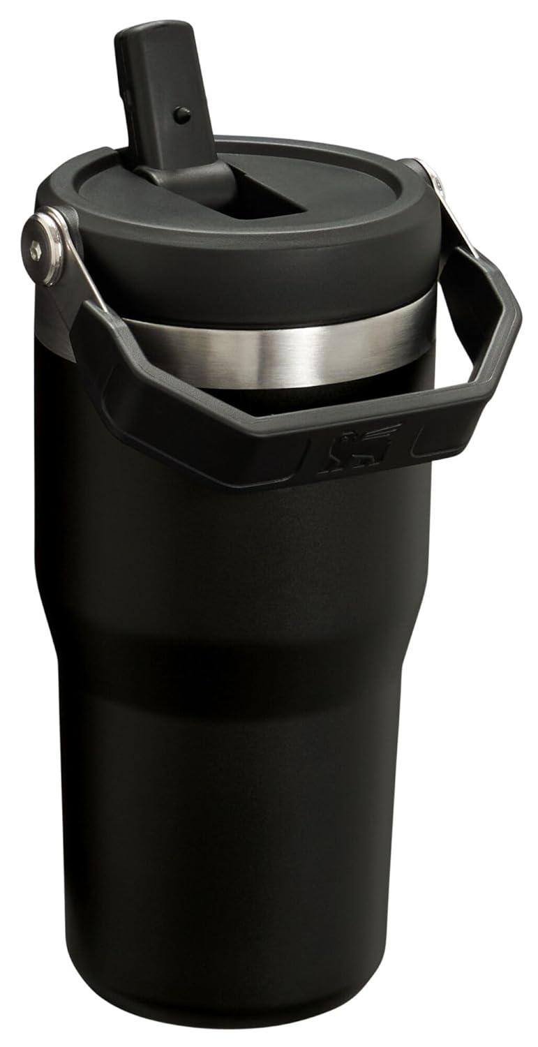 Stanley 20 oz Stainless Steel Ice Flow Flip Straw Tumbler Black 2.0: Dishwasher-Safe Drinkware for Hot & Cold Beverages