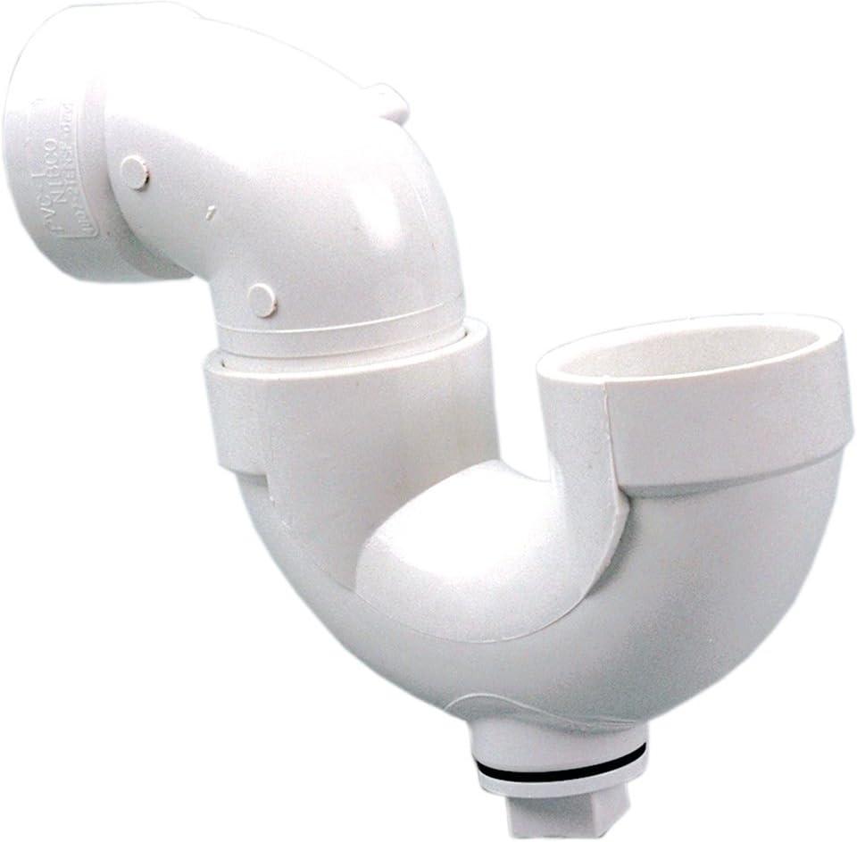 1-1/2" White PVC DWV Hub x Hub P-Trap with Cleanout