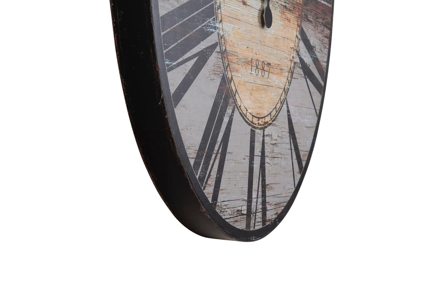 Woven Paths 29" Oval Distressed Grey Wood Wall Clock