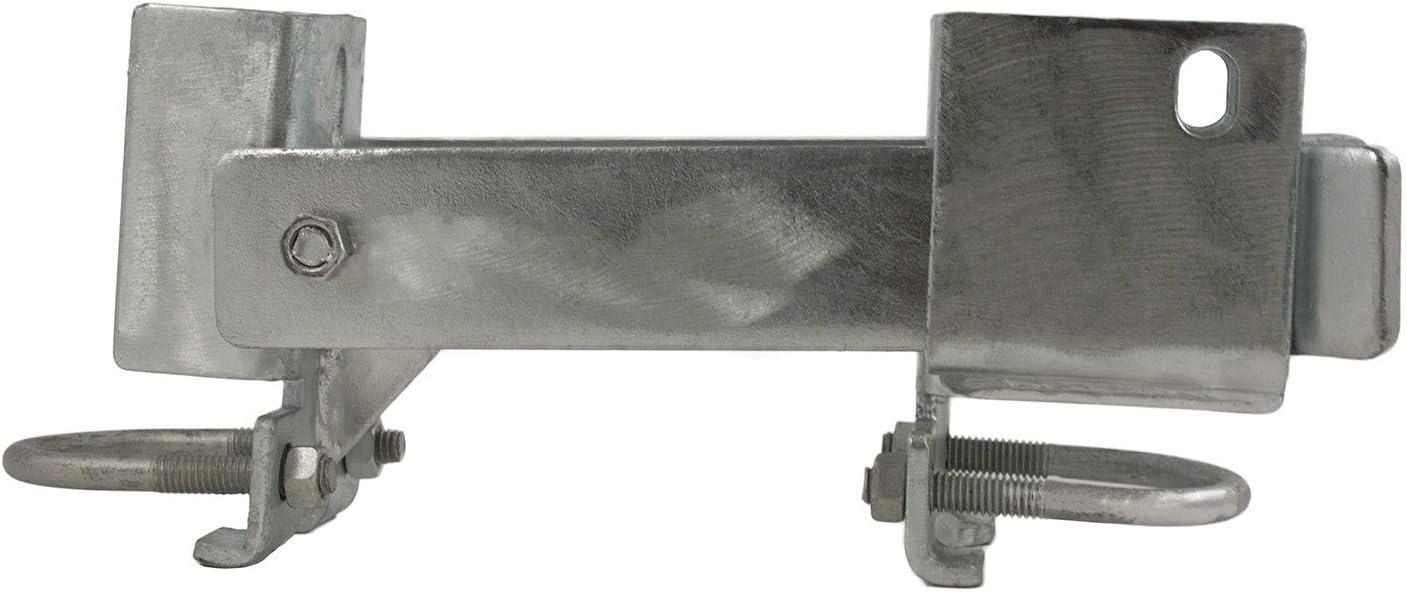 Chain Link Fence Commercial Strong Arm Double Gate Latch for 1-5/8" thru 2" Gate Frames Pipe Sizes. Use this Double Gate Latch Where 2 Gates Swing Together.
