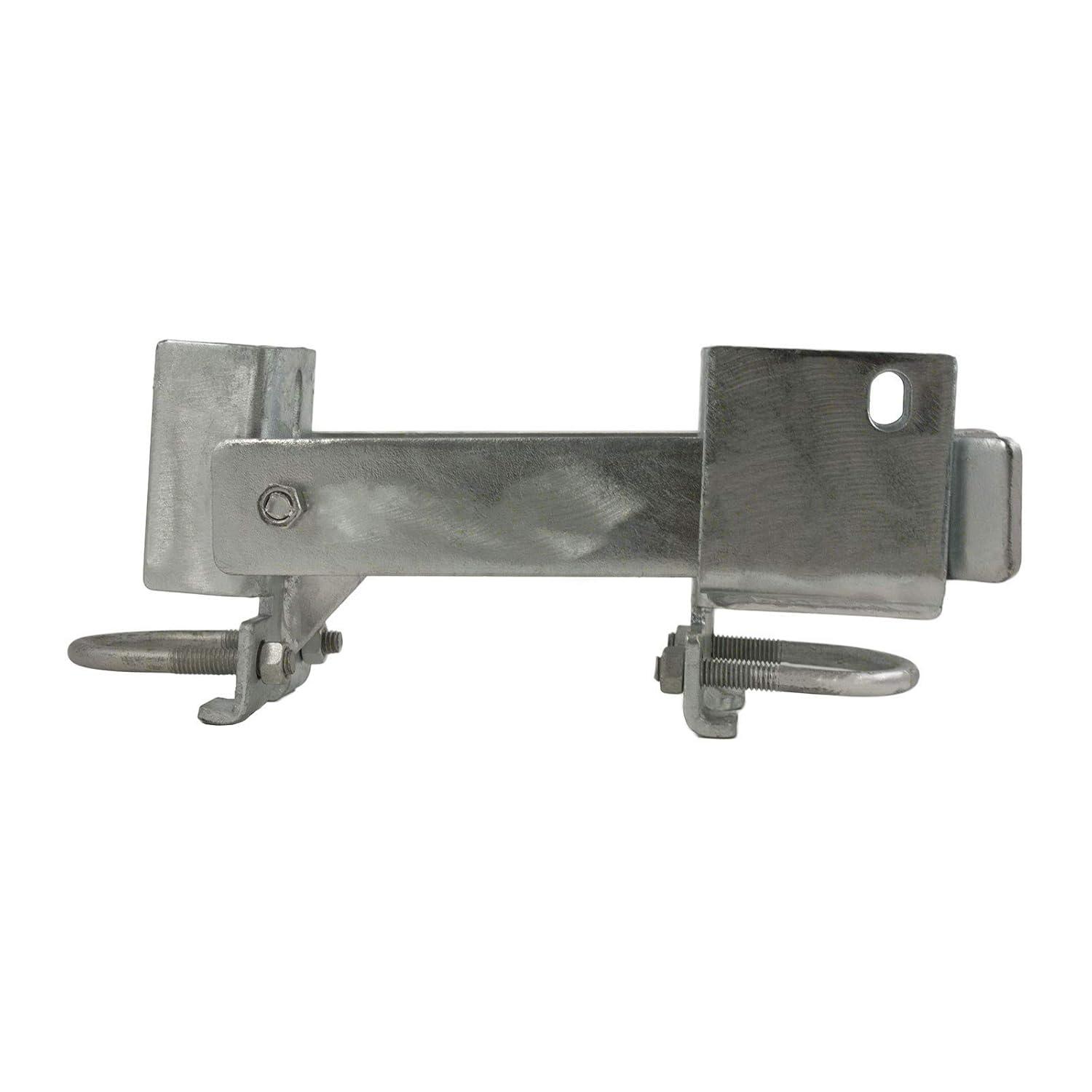 Chain Link Fence Commercial Strong Arm Double Gate Latch for 1-5/8" thru 2" Gate Frames Pipe Sizes. Use this Double Gate Latch Where 2 Gates Swing Together.