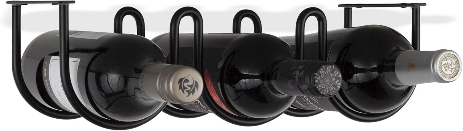 Black Steel Wall Mounted 3-Bottle Wine Rack