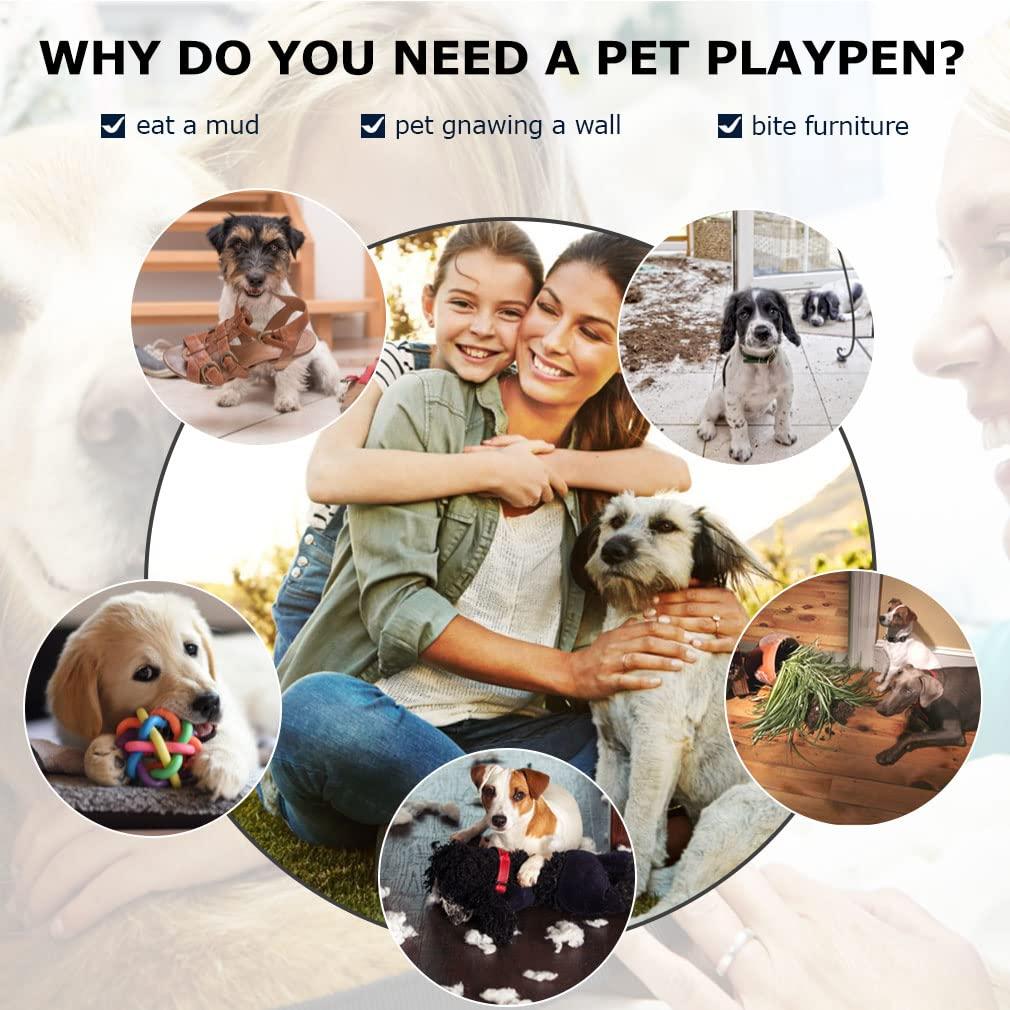 FDW Dog Playpen Pet Dog Fence 32" Height 8 Panels Metal Dog Pen Outdoor Exercise Pen with Doors for Large/Medium /Small Dogs for RV,Camping,Yard