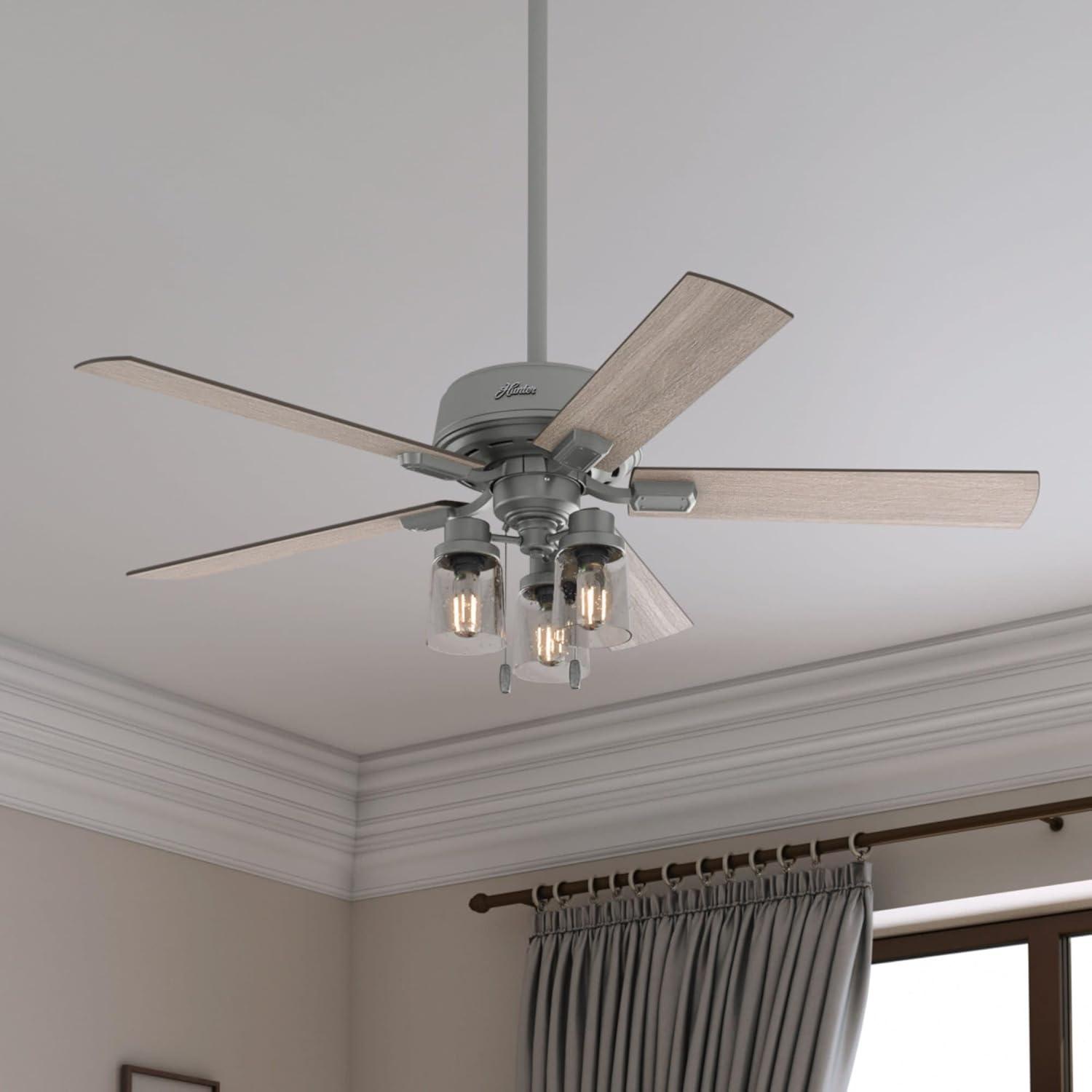 52" Hartland 5 - Blade Standard Ceiling Fan with Pull Chain and Light Kit Included