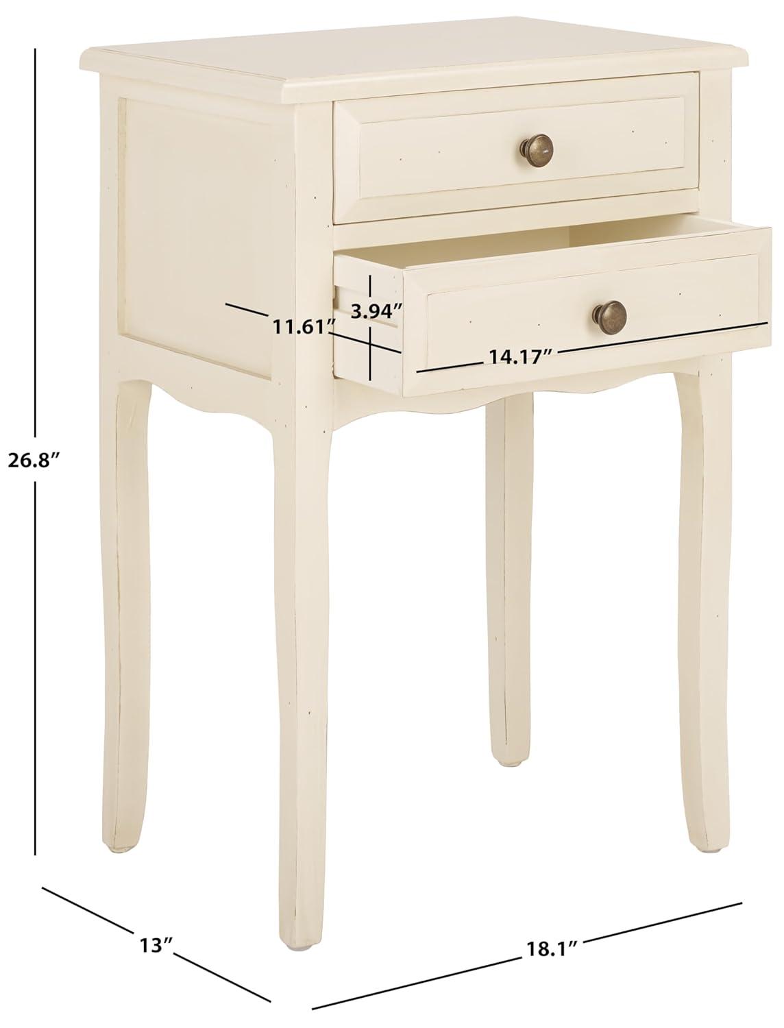 Opal 1 Drawer Accent Table - Distressed White - Safavieh.