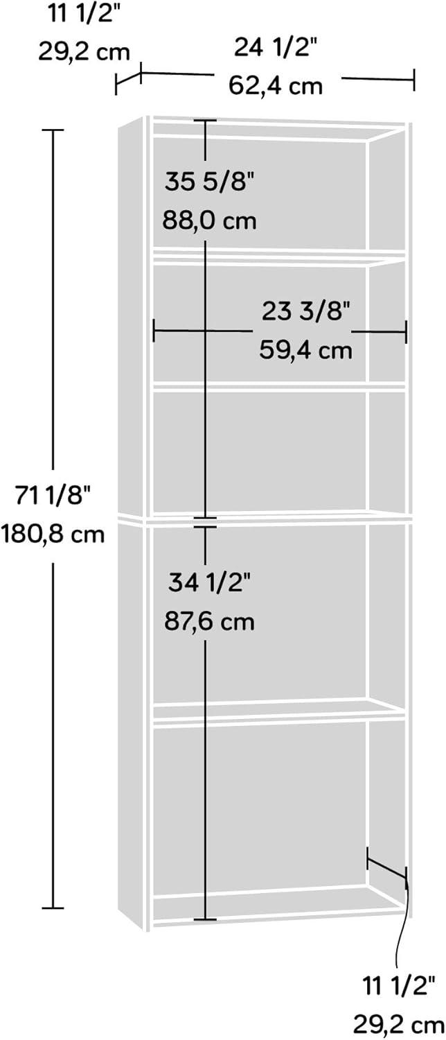 71.18"5 Shelves Beginnings Vertical Bookcase Silver Sycamore- Sauder: Modern Storage, MDF Frame: Paper Laminate Surface