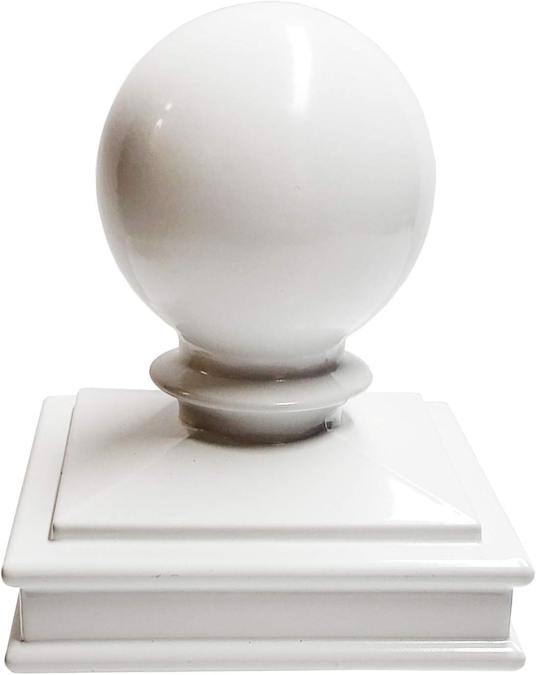 3" x 3" Aluminium Ball Top Post Cap for Metal Posts - Pressure Fit - White