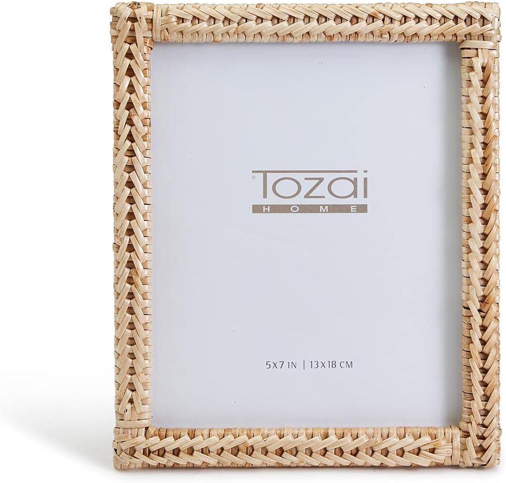 Natural Woven Rattan 5x7 Tabletop and Wall Photo Frame