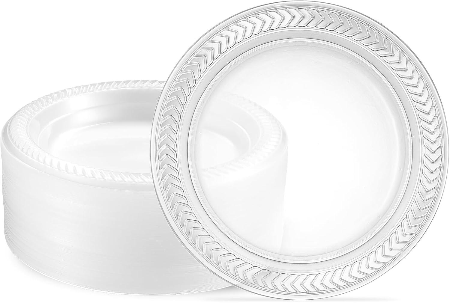 PLASTICPRO Clear Plastic Plates 6” Disposable Plates for Party, BBQ and Events, 80 Pack