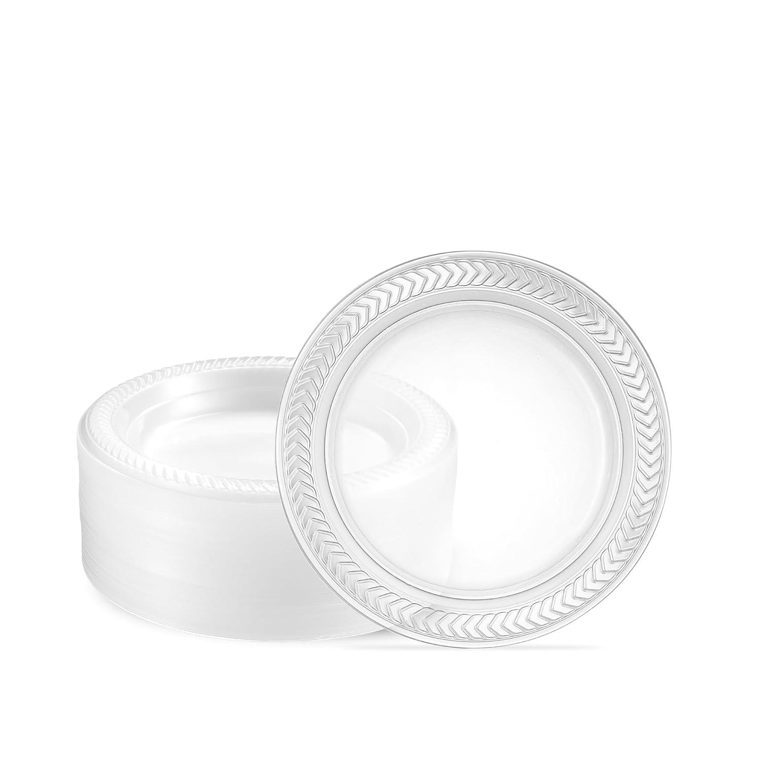 PLASTICPRO Clear Plastic Plates 6” Disposable Plates for Party, BBQ and Events, 80 Pack