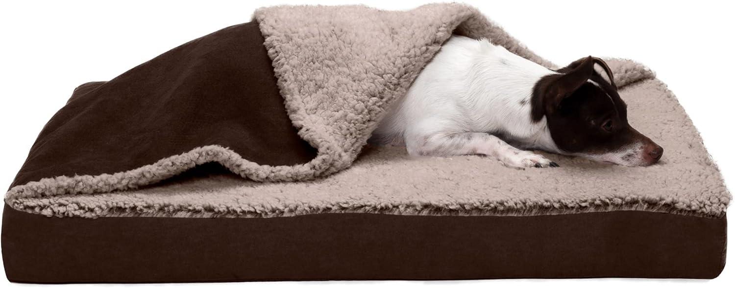 FurHaven Berber and Suede Blanket Top Mattress Memory Foam Dog Bed