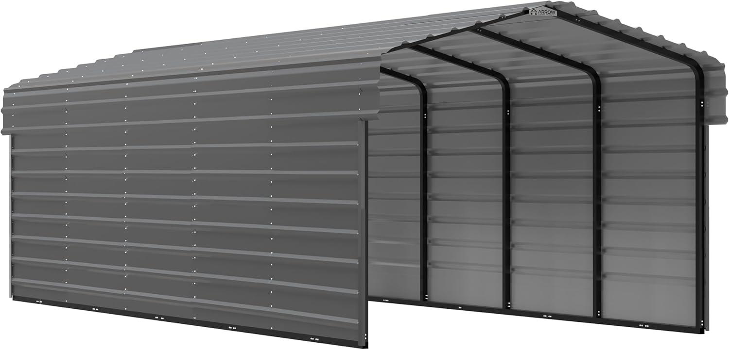 Arrow Arrow Steel Carport with 2 Side Wall Kits, 10X24X07