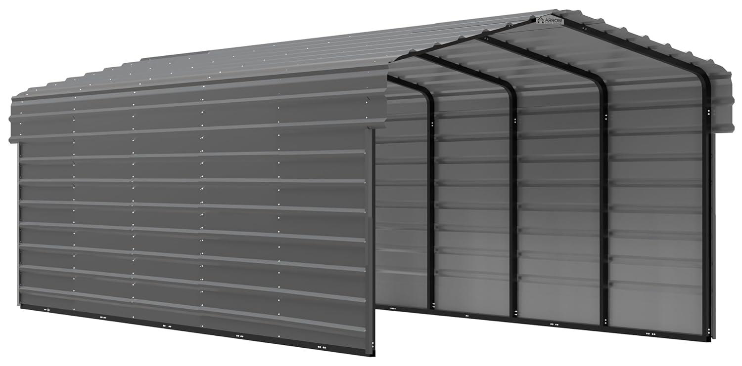 Arrow Arrow Steel Carport with 2 Side Wall Kits, 10X24X07