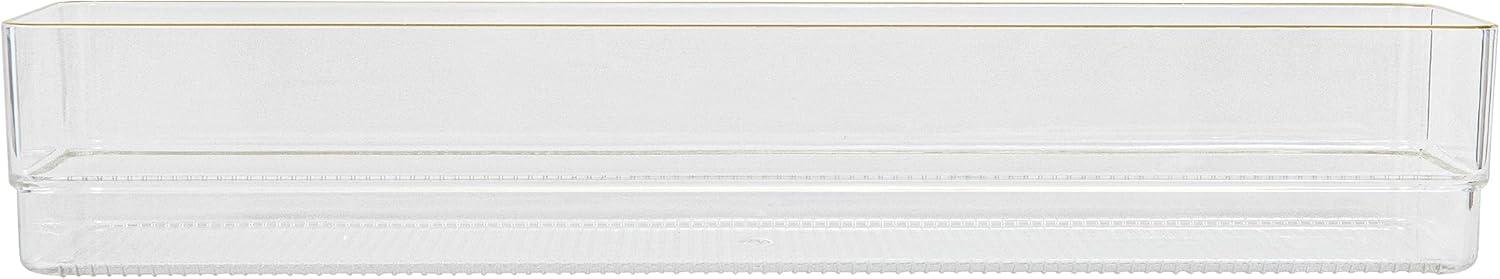 Thomas Martha Stewart Plastic Stackable Office Desk Drawer Organizers with Metallic Trim, 12" x 3"