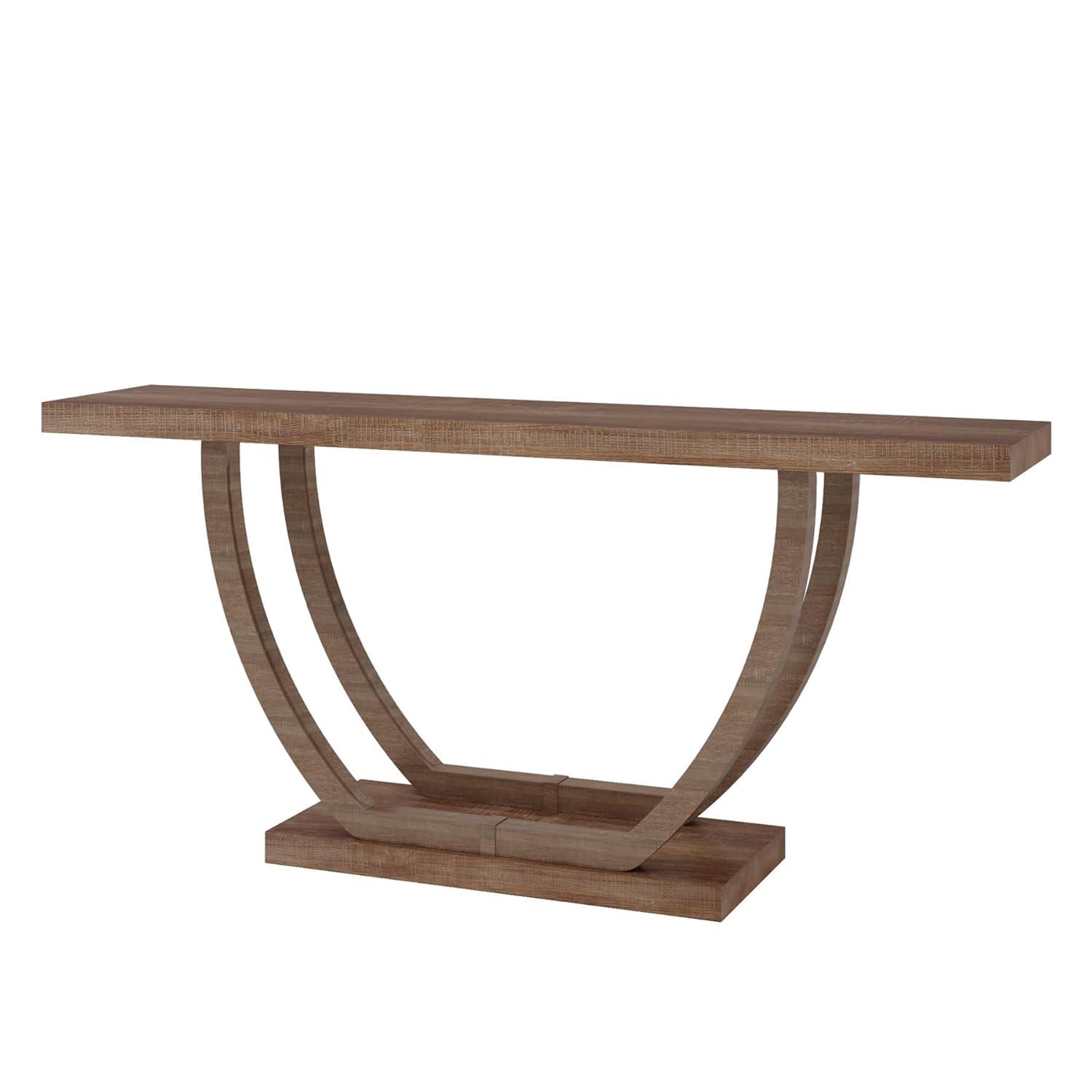 Tribesigns 63 Inches Farmhouse Wood Console Table for Entryway, Narrow Long Foyer Sofa Table with Geometric Legs for Hallway, Entrance, Brown