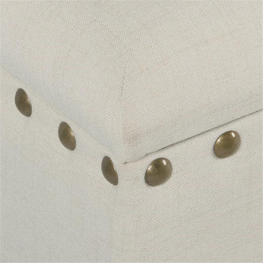 Large Storage Bench with Nailhead Trim Cream - HomePop