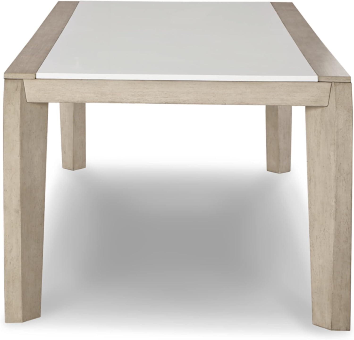 Contemporary Beige & White Wood Dining Table with Acrylic Insert