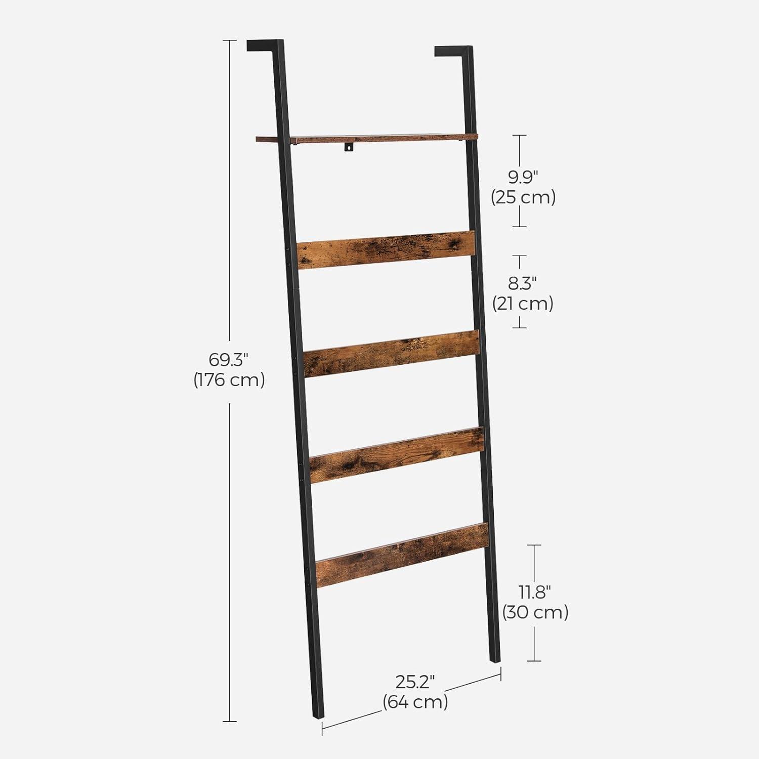 Rustic Brown and Black Steel Frame Blanket Ladder