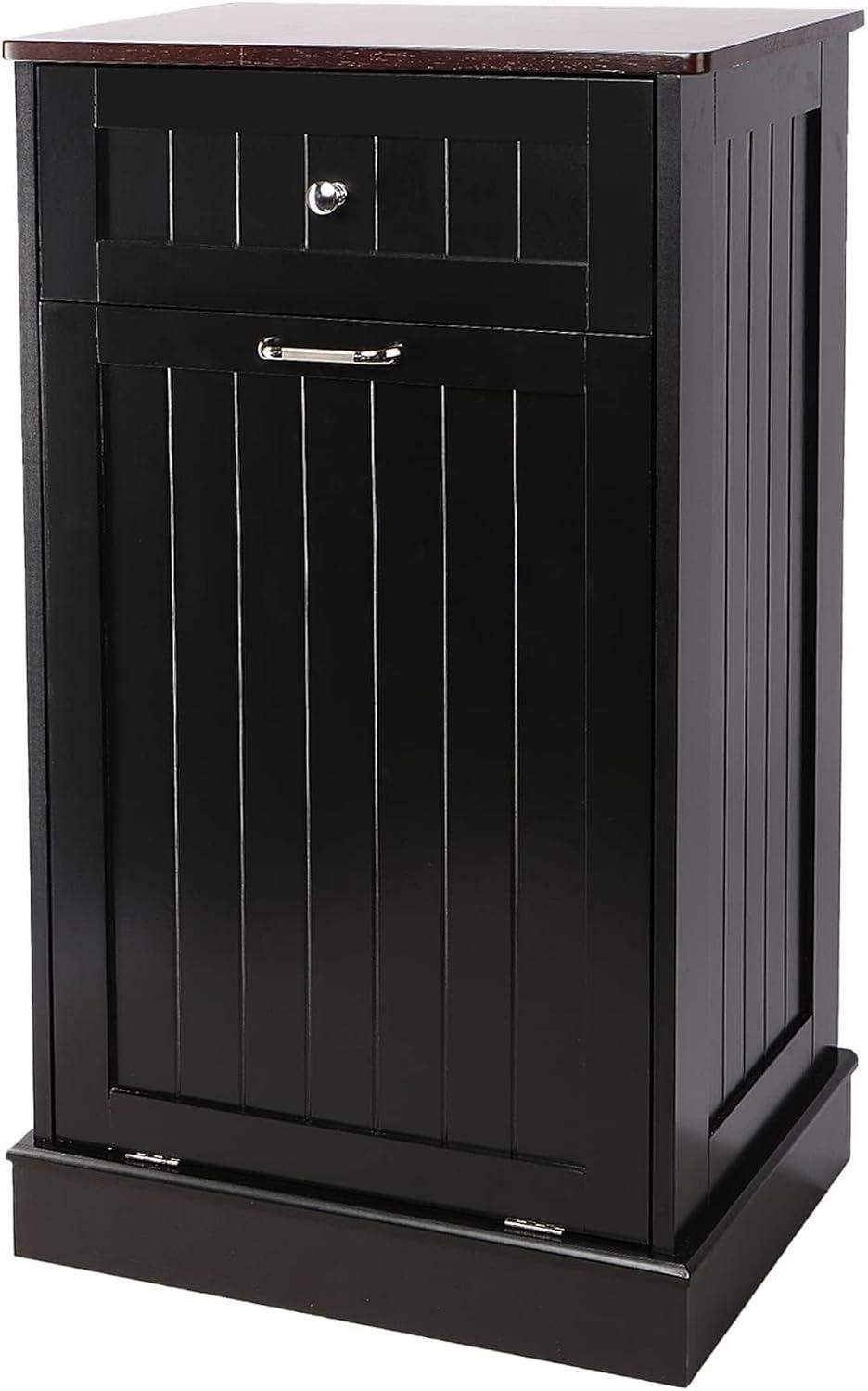 Alaulm 10 Gallons Tilt out Trash Can Cabinet with Drawer, Freestanding Kitchen Trash Can Cabinet (Not Include Trash Can)