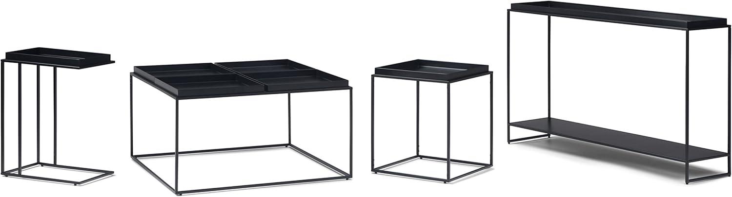 Garner Black Metal Tray Top Console Table with Storage