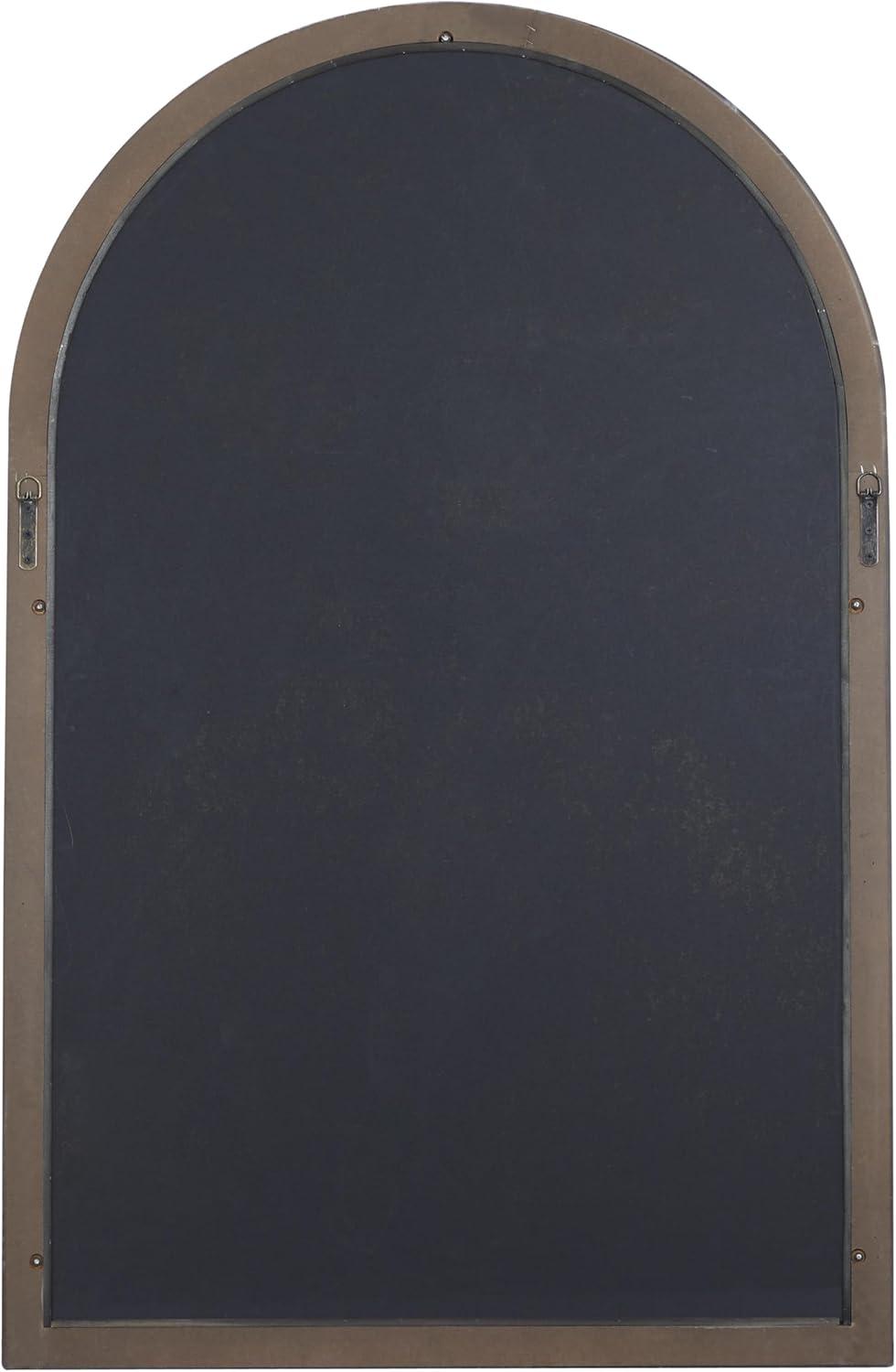 Glass Window Pane Inspired Wood Wall Mirror with Arched Top Brown - Olivia & May: Distressed Whitewash Finish, No Assembly Required