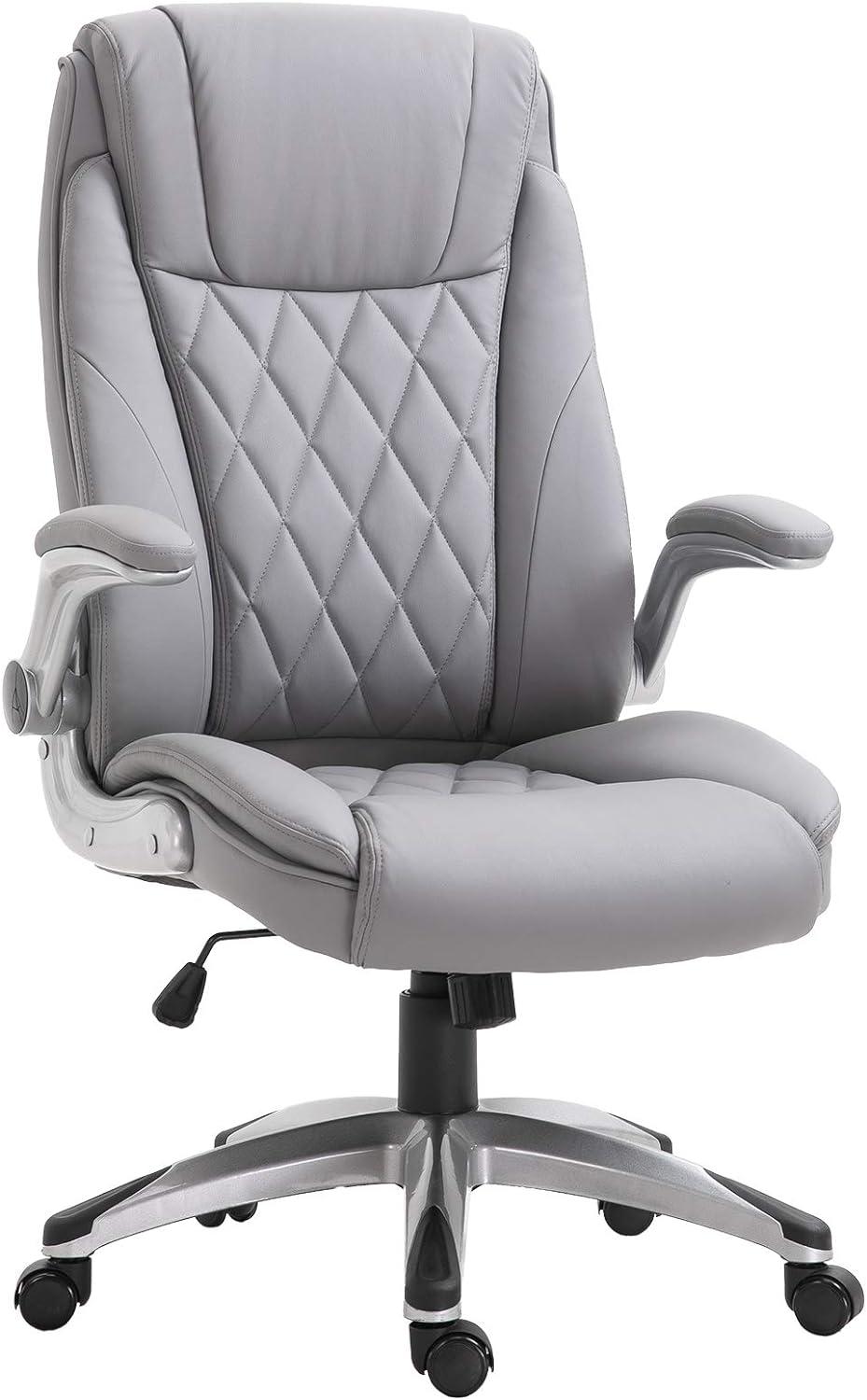 Gray Luxe Ergonomic High-Back Swivel Office Chair with Adjustable Arms