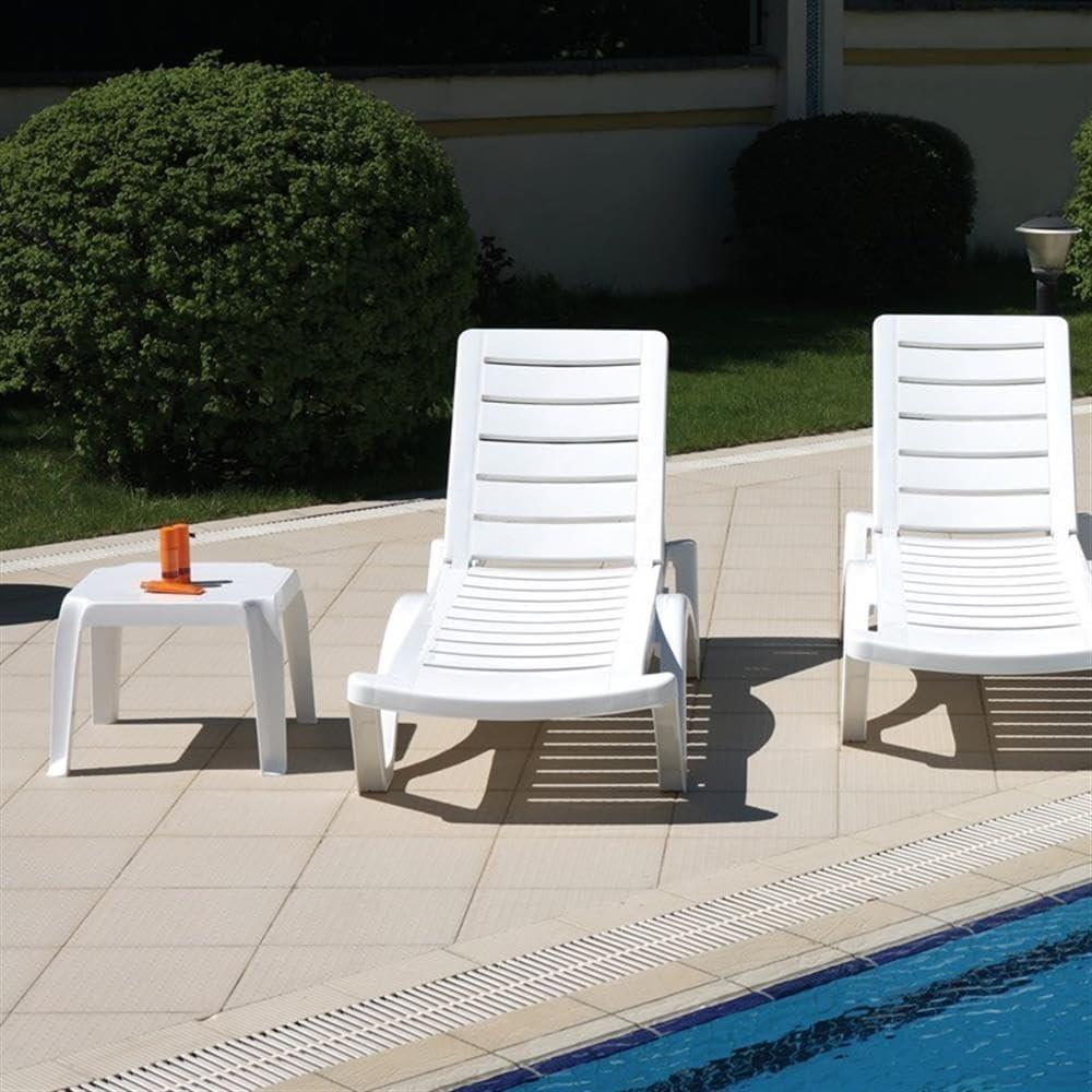 Compamia Sunray Square Resin Patio Side Table in White