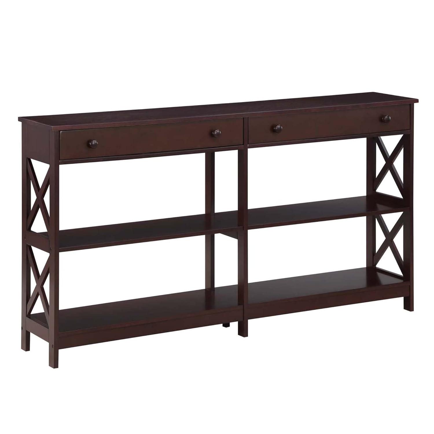 Convenience Concepts Oxford 2 Drawer 60 inch Console Table with Shelves