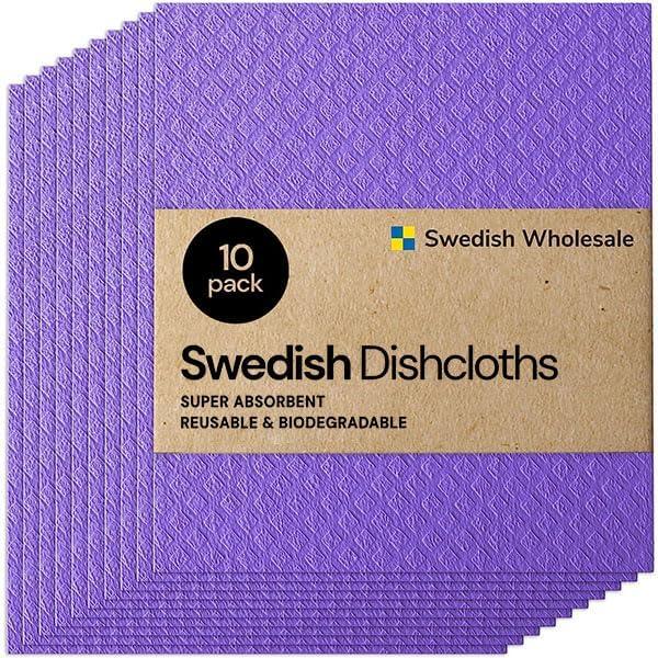 Swedish Wholesale Swedish Dish Cloths - 10 Pack Reusable, Purple