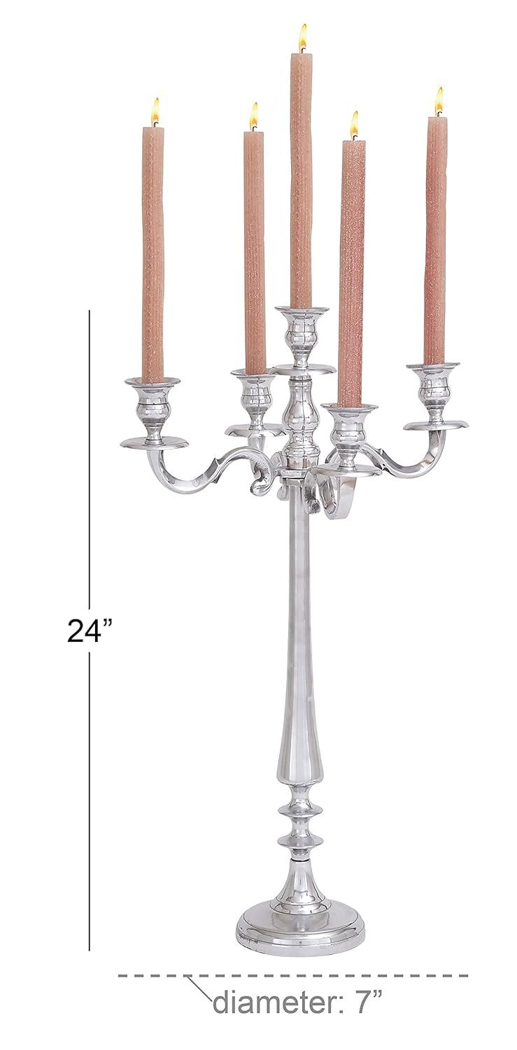 DecMode 5 Holder Silver Aluminum Metal Candelabra