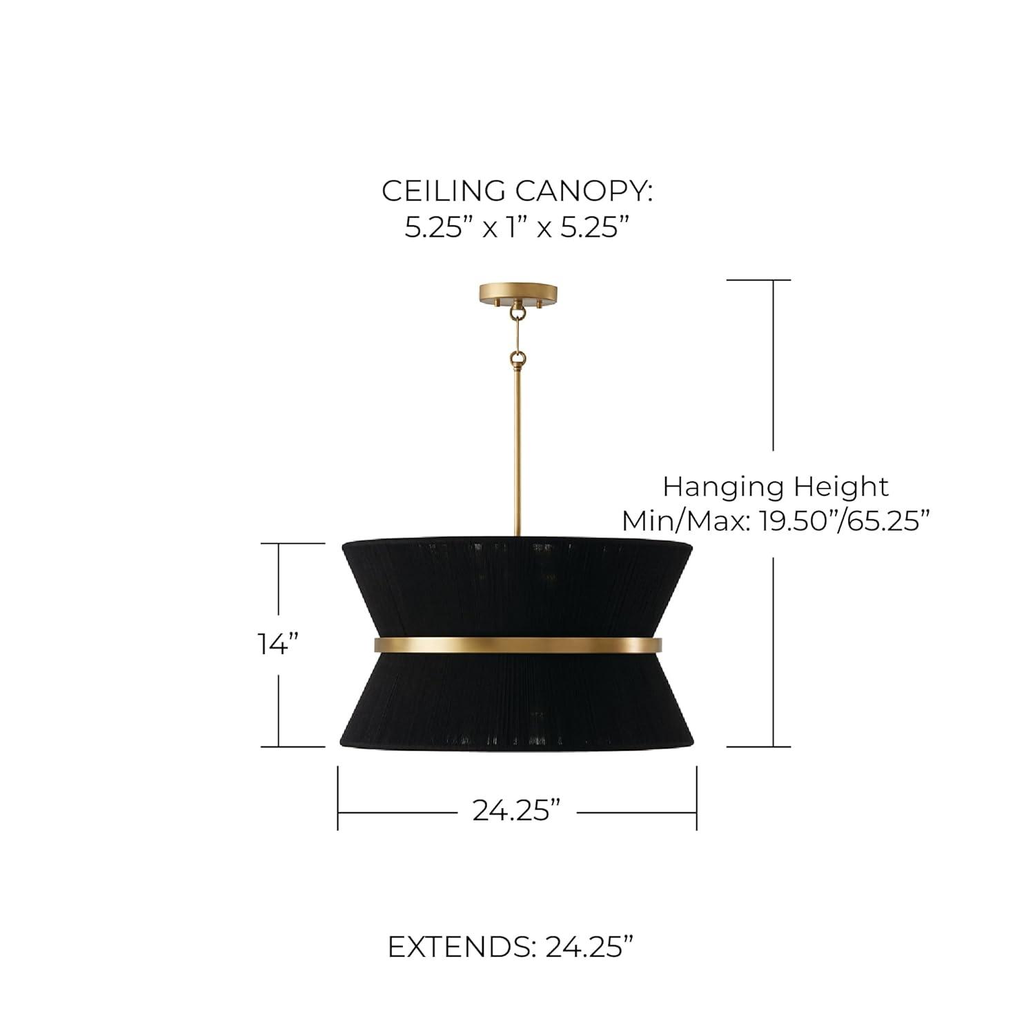 8 Light Pendant-Black Rope/Patinaed Brass Finish Capital Lighting 341281Kp