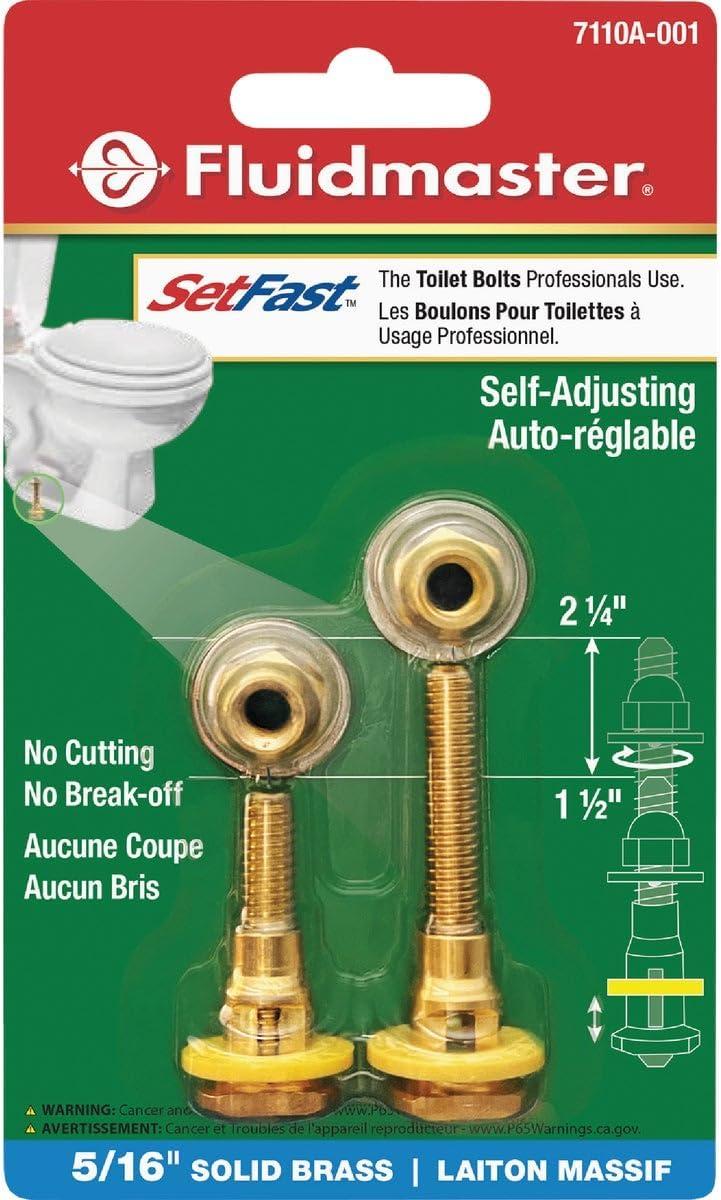 Fluidmaster 7110A-001-P10 Setfast Self-Adjusting Toilet Bowl to Floor Bolts, Brass