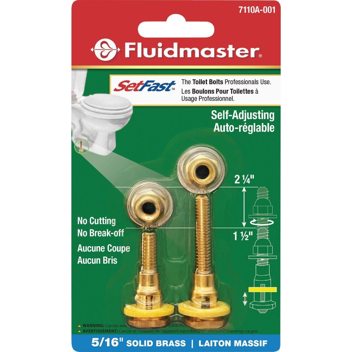 Fluidmaster 7110A-001-P10 Setfast Self-Adjusting Toilet Bowl to Floor Bolts, Brass