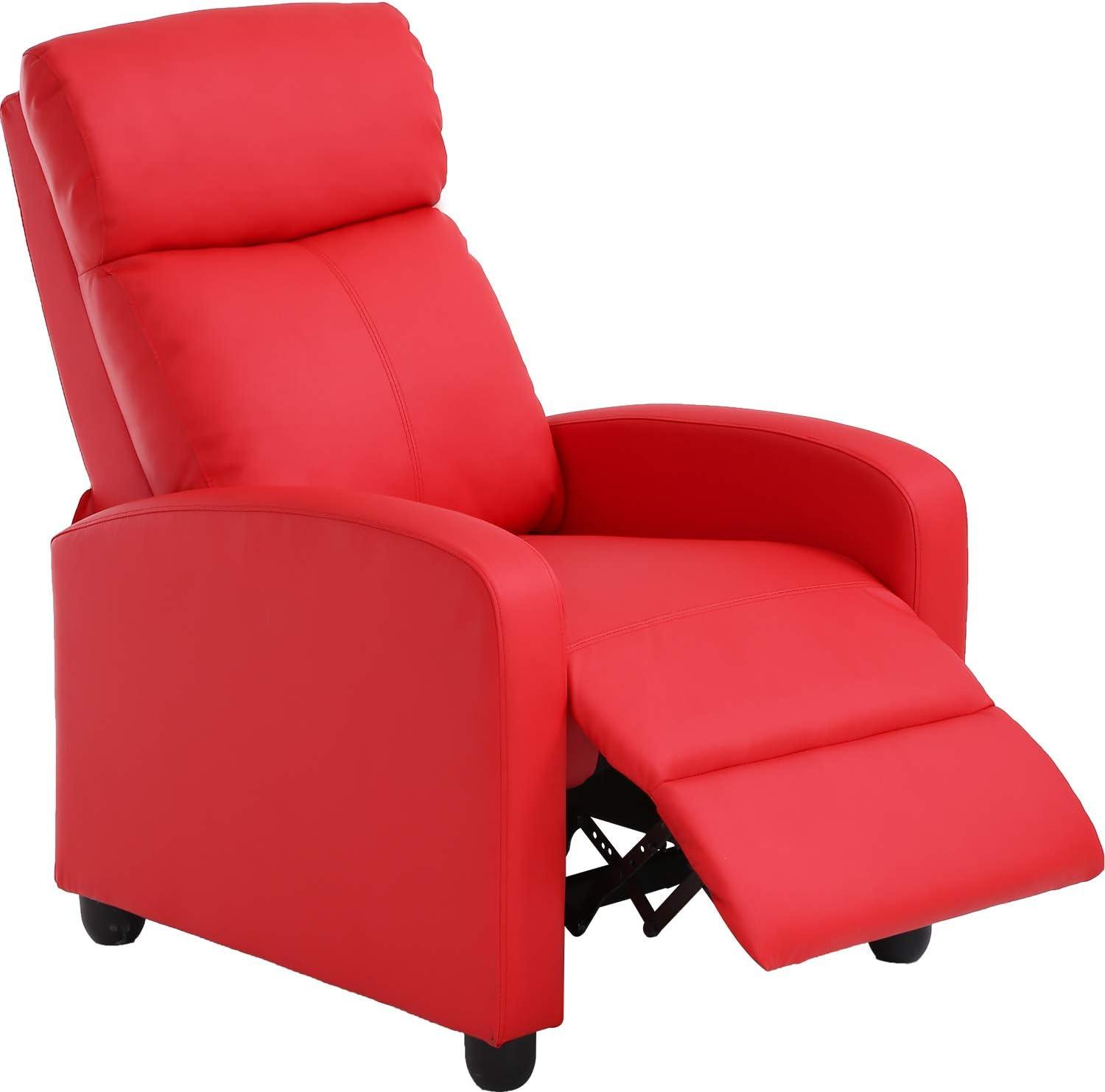 FDW Wingback Recliner Chair Leather Single Modern Sofa Home Theater Seating for Living Room