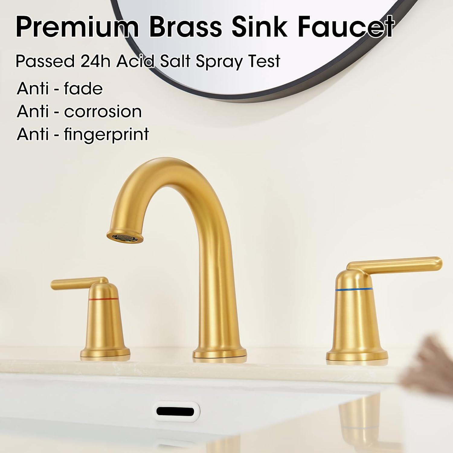 Brushed Nickel Stainless Steel 8-Inch Widespread Bathroom Faucet