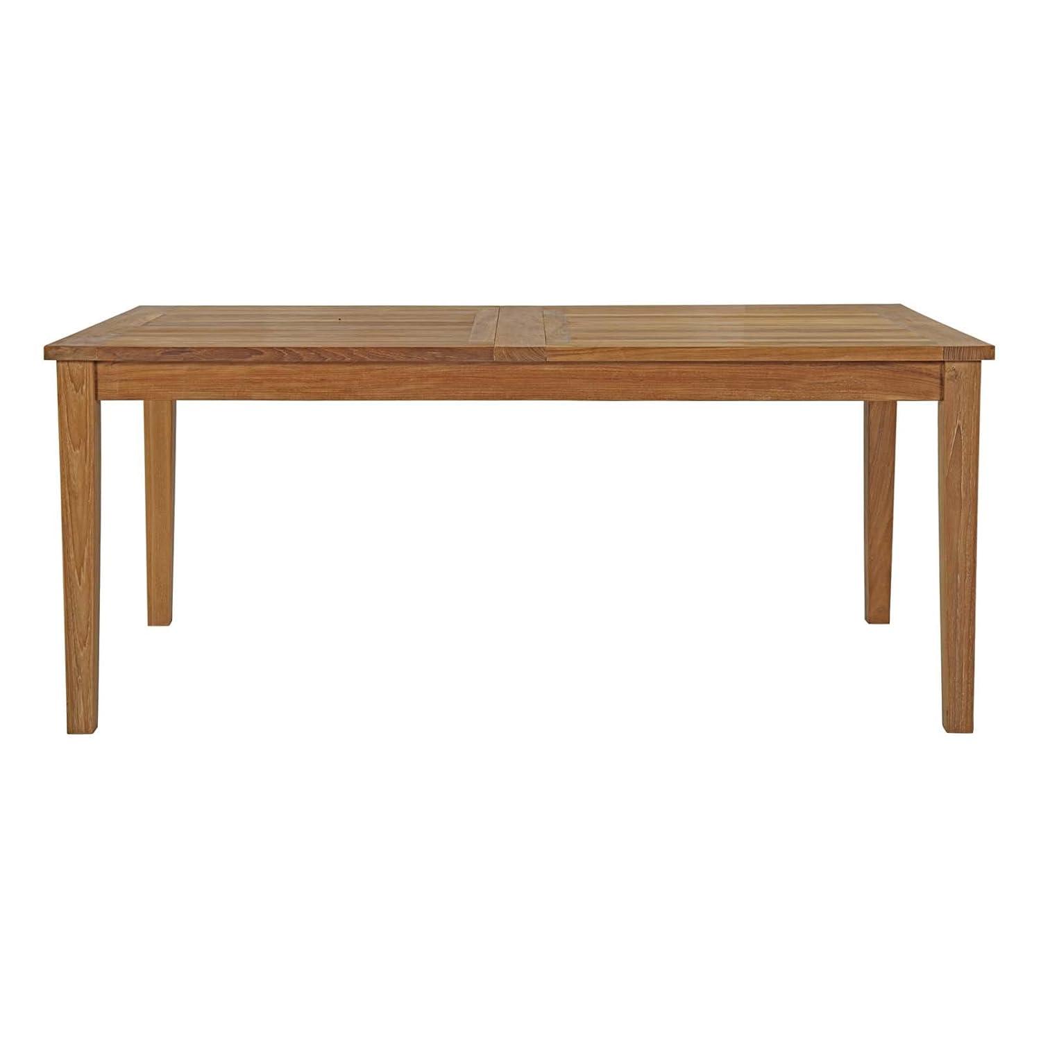 Marina Natural Teak Wood Extendable Outdoor Dining Table