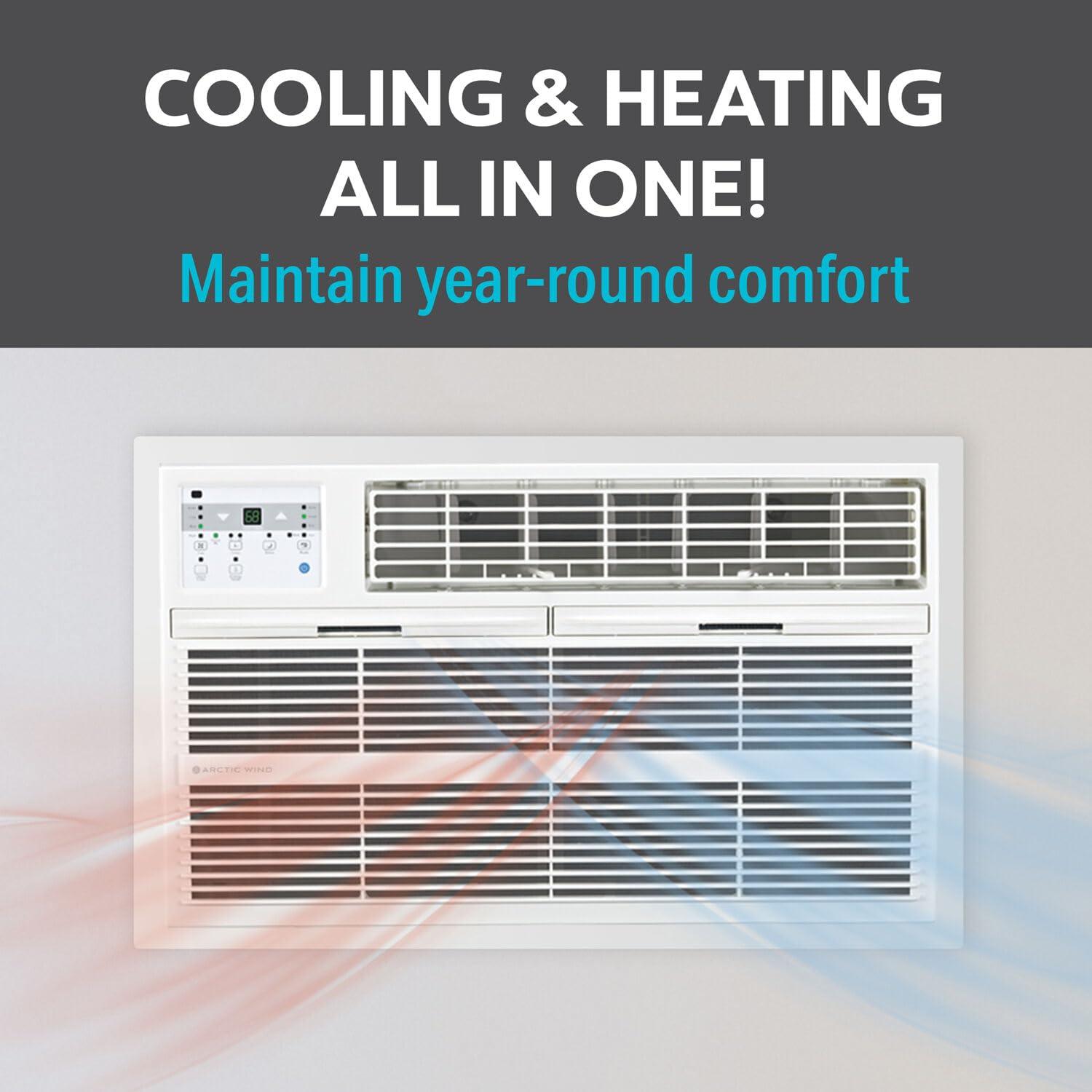 Arctic Wind 12000 BTU Through The Wall Air Conditioner for 550 Square Feet with Heater and Remote Included
